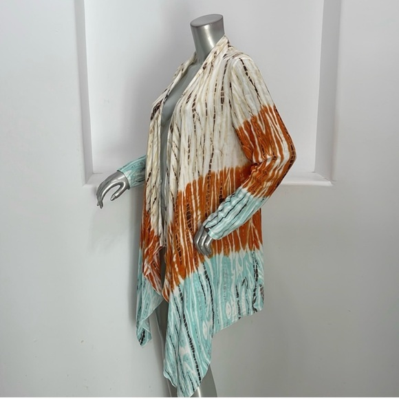 MONROE AND MAIN Open Front Duster Orange Blue Size M - Picture 3 of 4